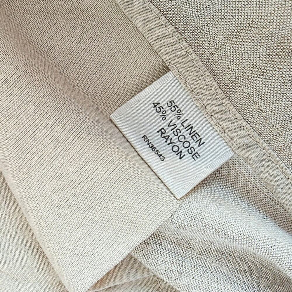 Van Heusen Studio Linen Blend Cropped Pants Capri 12 Beige Wide Leg Coastal Chic - Picture 8 of 15